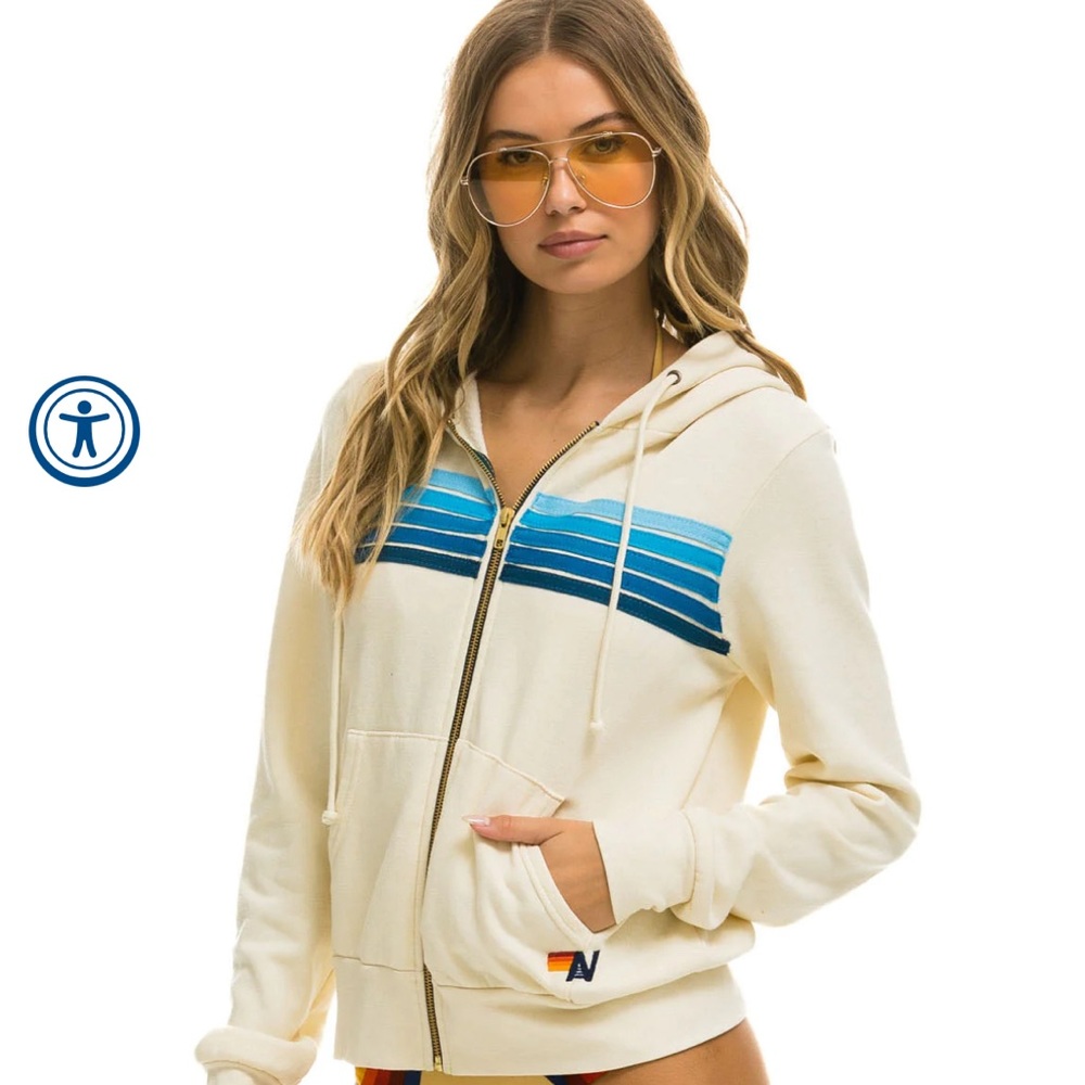 Aviator Nation 5 Stripe Zip Hoodie